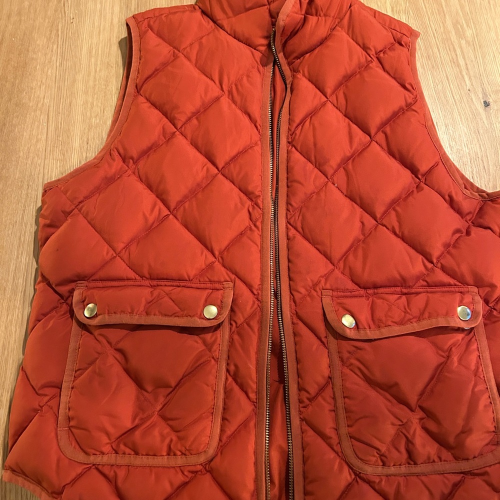 J. Crew Bright Orange Quilted Vest